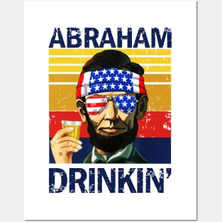 4th Of July Drinking Party Abe Lincoln Retro Posters and Art